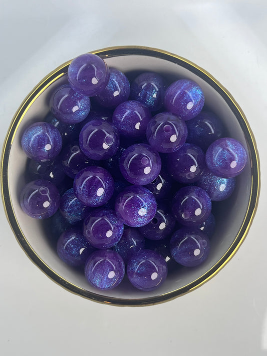 Purple/Blue Glitter Cat eye 16mm Acrylic Bead Mix (sold individually)