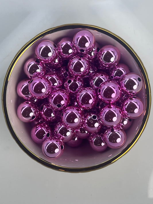 Pink Metallic 16mm Acrylic Bead (Sold Individually)