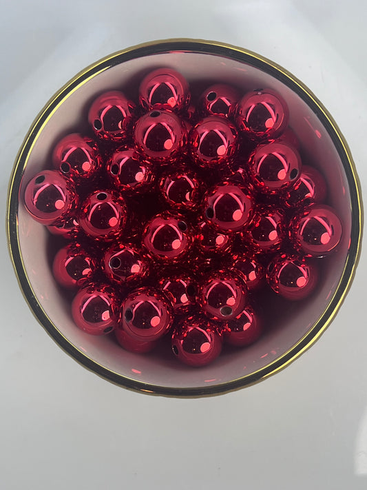 Red Metallic 16mm Acrylic Bead (Sold Individually)