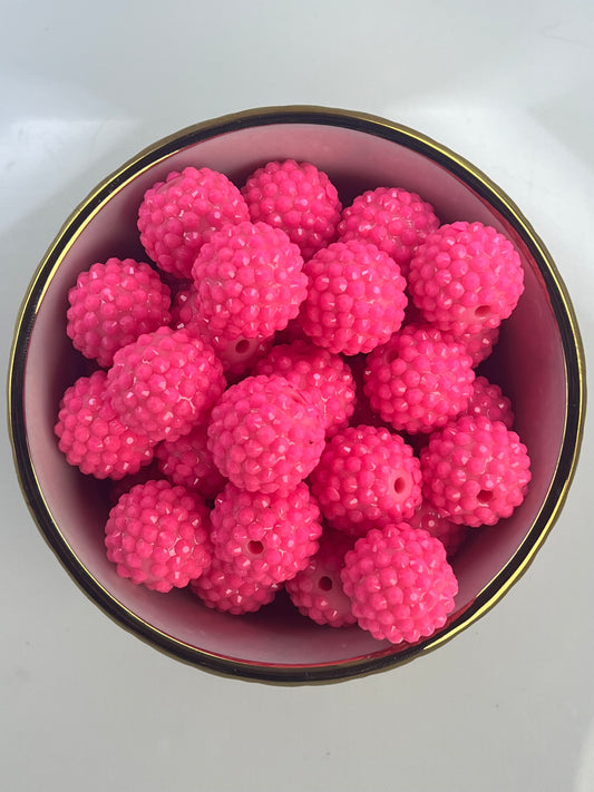 Neon Pink Jelly Rhinestone Beads 20mm (10 pack)