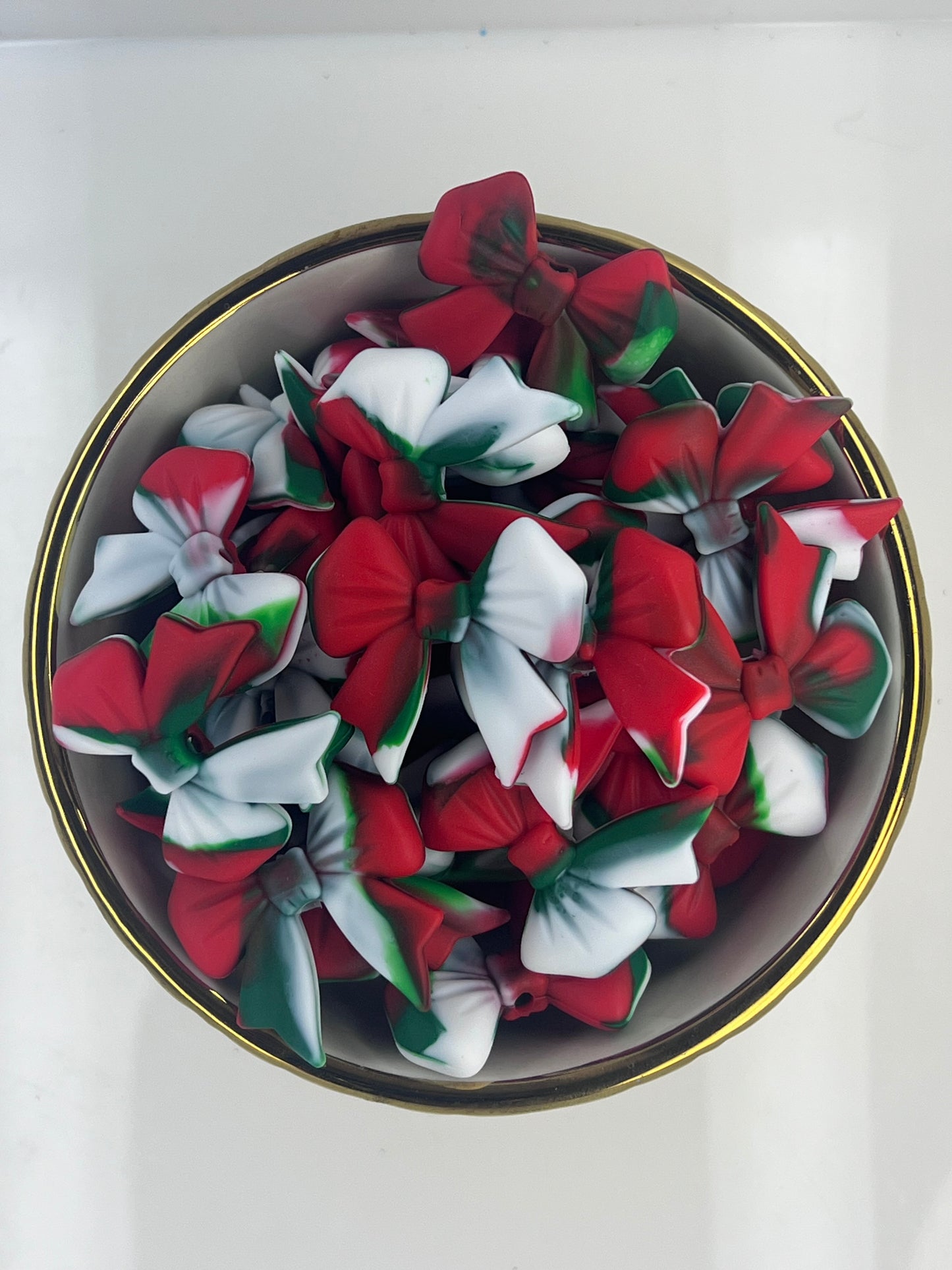Christmas Tie Dye Coquette Bow Focal Bead BCS EXCLUSIVE