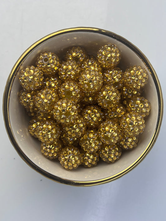 Gold Rhinestone Beads 16mm (10 pack)