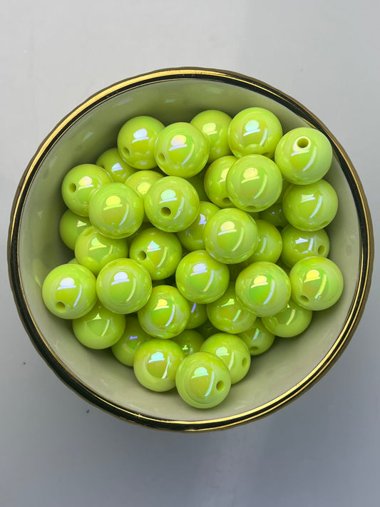 Caterpillar Green AB 16mm Acrylic Bead (Sold Individually)