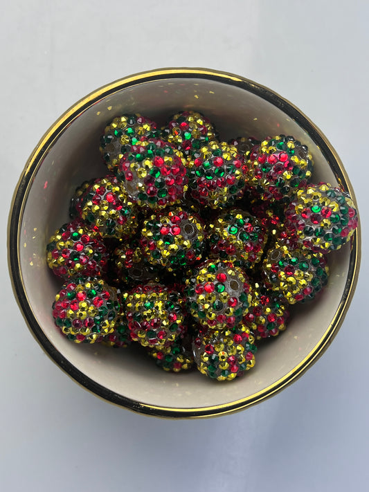Gold Christmas Confetti Rhinestone Beads 20mm (10 pack)