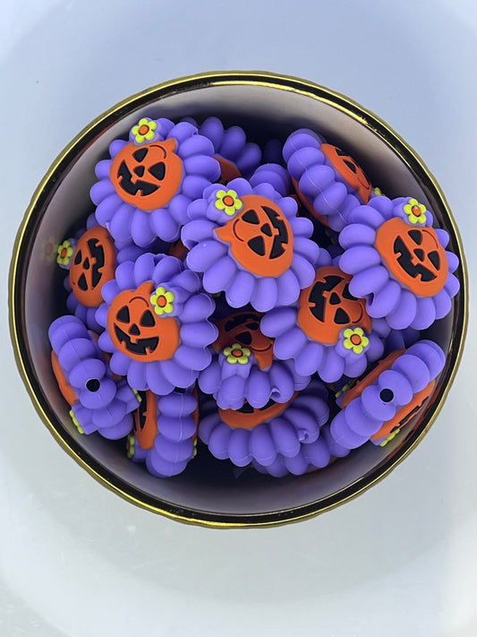 3D Jack-O-Lantern Flower Focal Bead