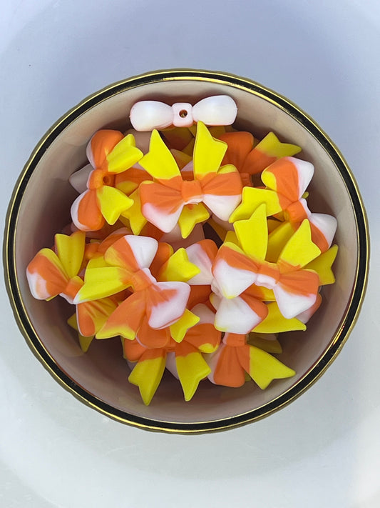 Candy Corn Coquette Bow Focal Bead BCS EXCLUSIVE
