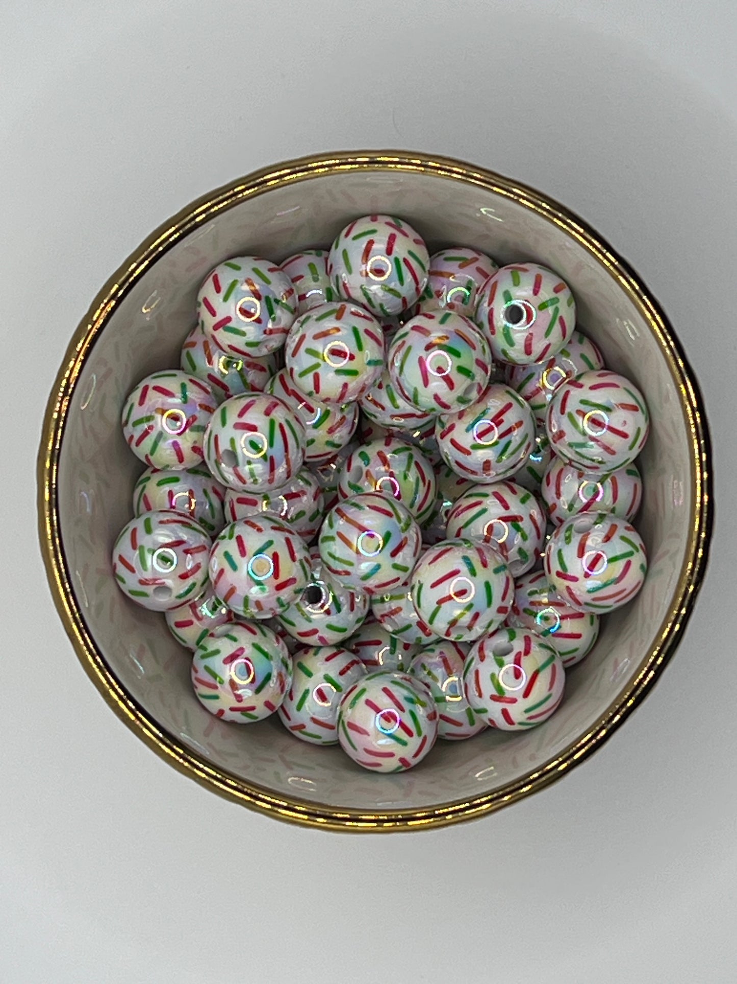 Christmas Sprinkles  AB 16mm Acrylic Bead (Sold Individually)