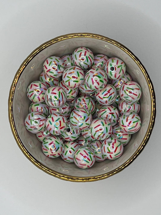 Christmas Sprinkles  AB 16mm Acrylic Bead (Sold Individually)