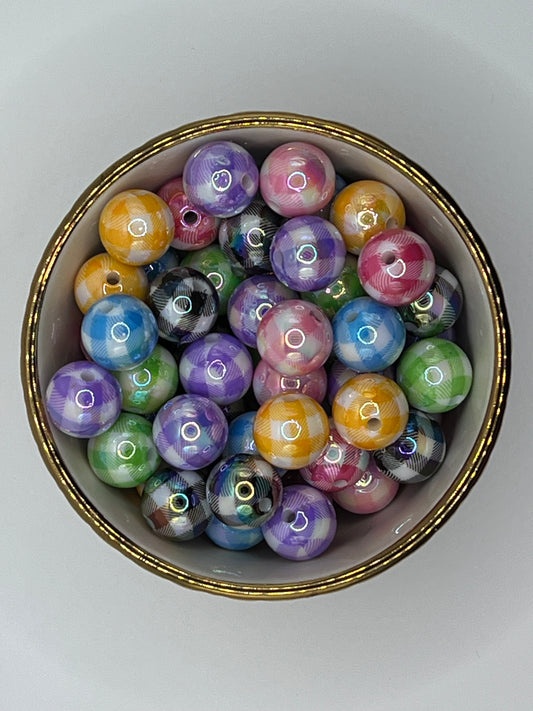 Plaid AB 16mm Acrylic Bead MIX (10 pack)