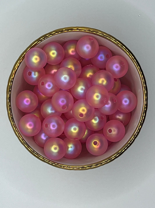 Pink Matte UV 16mm Acrylic Bead (Sold Individually)