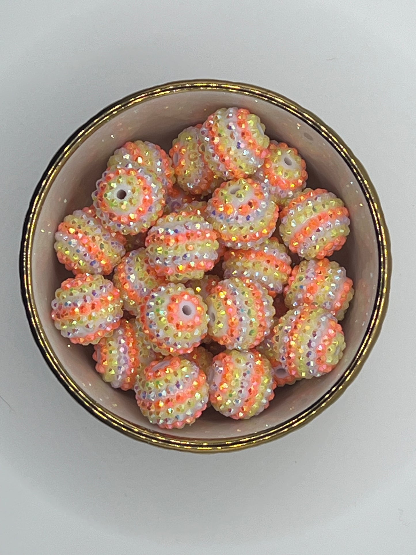 Candy Corn Striped AB Rhinestone Beads 20mm (10 pack)