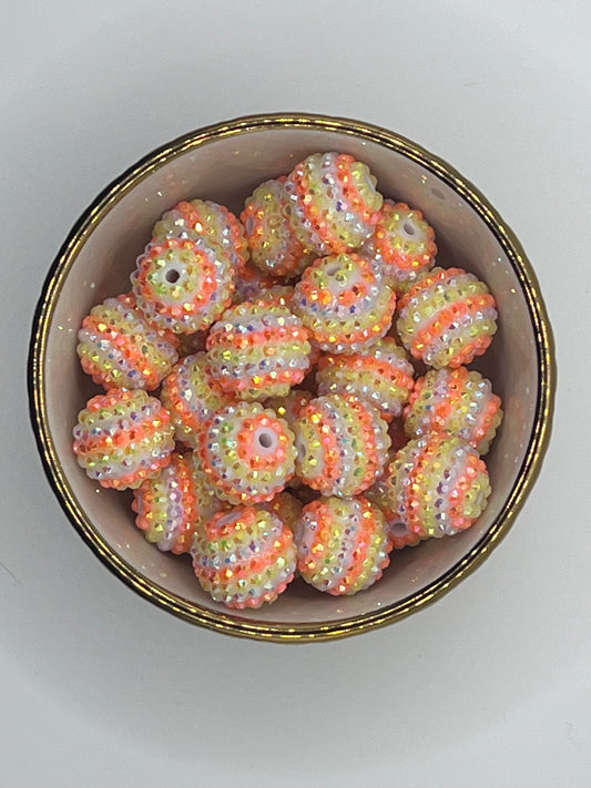 Candy Corn Striped AB Rhinestone Beads 20mm (10 pack)