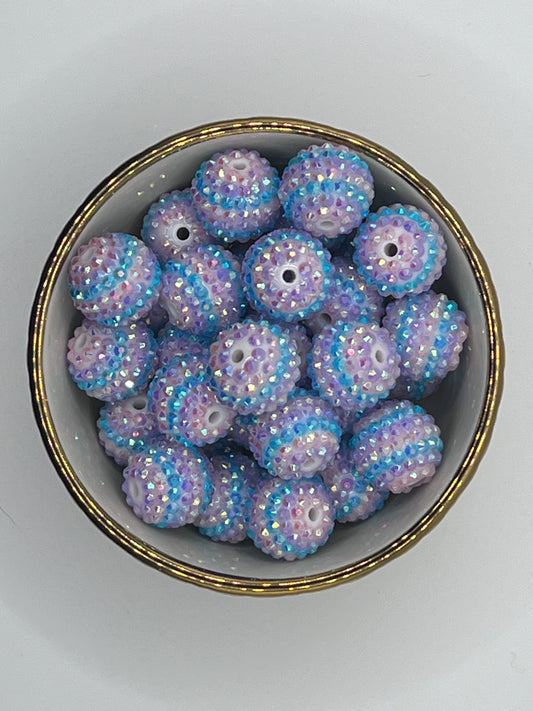 Cotton Candy Striped AB Rhinestone Beads 20mm (10 pack)