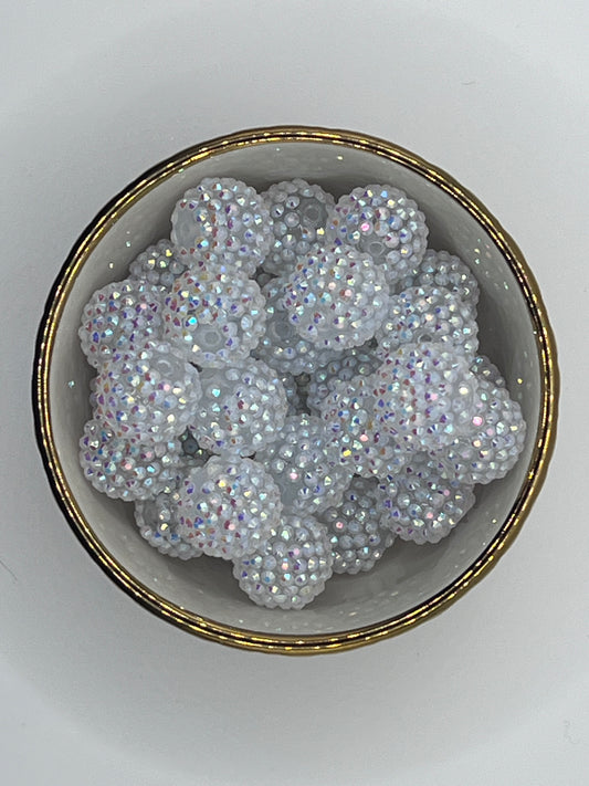 White Transparent AB Rhinestone Beads 20mm (10 pack)