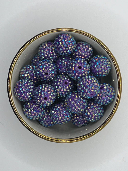 Dark Purple AB Rhinestone Beads 20mm (10 pack)