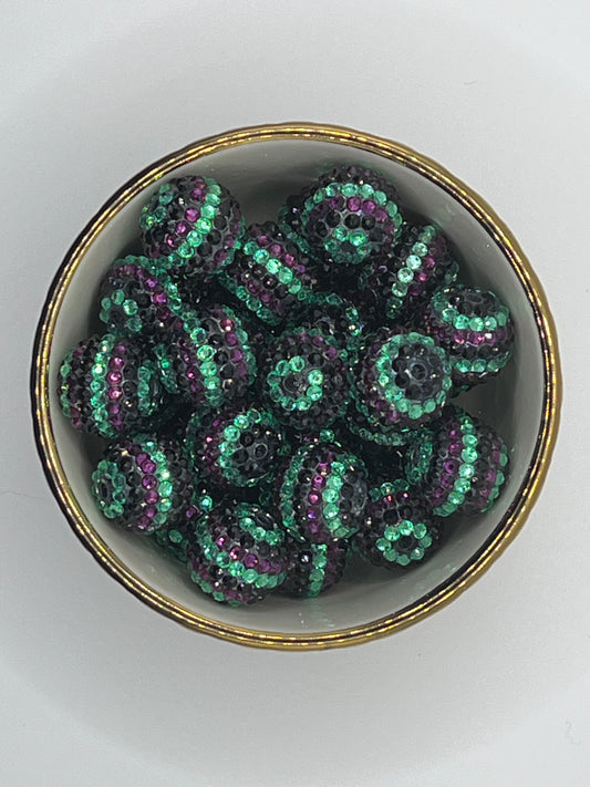 Beetlejuice Striped AB Rhinestone Beads 20mm (10 pack)