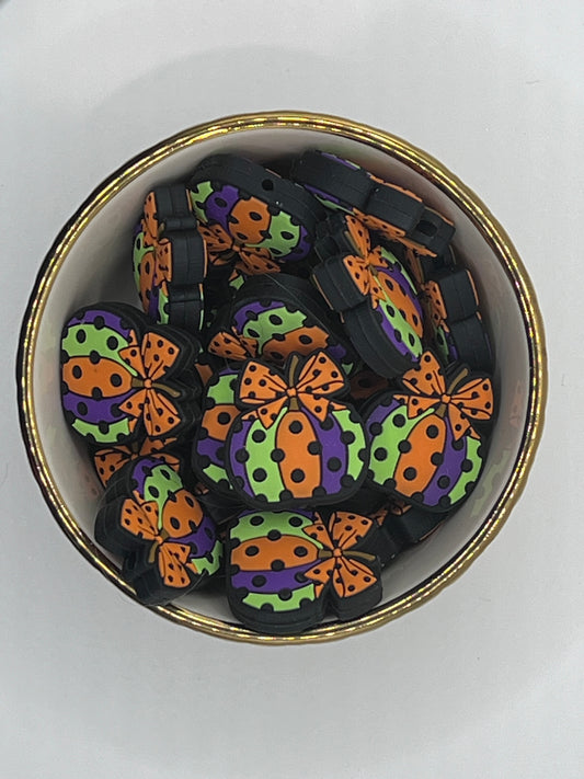 Halloween Pumpkin W/ Bow Focal Bead