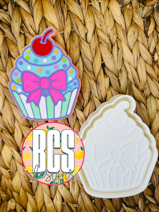 Cupcake with Bow Freshie Mold - BCS EXCLUSIVE