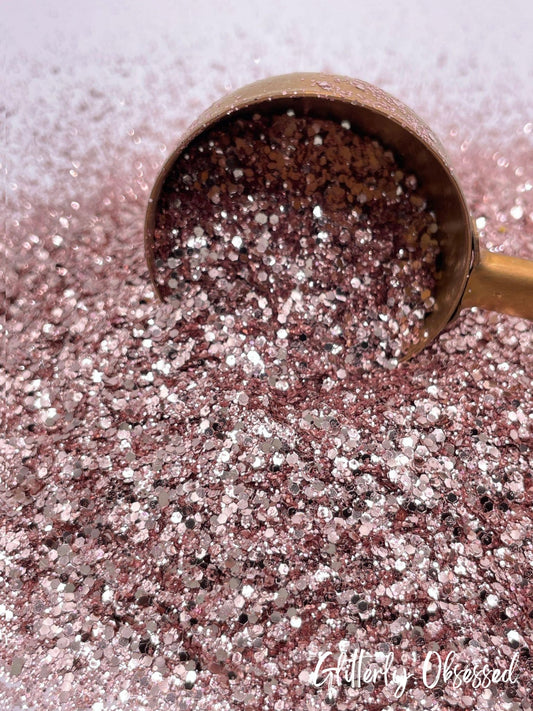 Rose Gold Petite Chunky Glitter